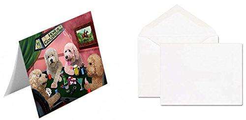 Home of Goldendoodles 4 Dogs Playing Poker Handmade Artwork Assorted Pets Greeting Cards and Note Cards with Envelopes for All Occasions and Holiday Seasons