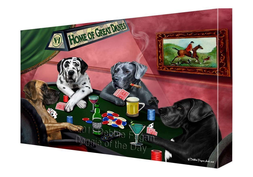 Home of Great Dane Dogs Playing Poker Canvas Gallery Wrap 1.5" Inch