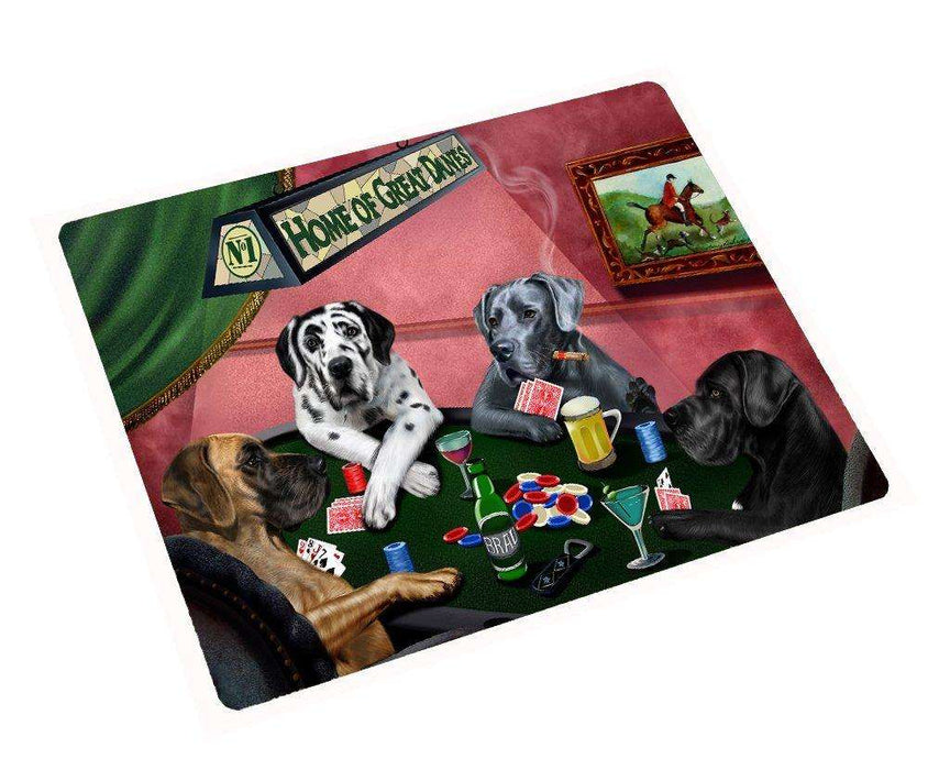 Home of Great Danes 4 Dogs Playing Poker Large Tempered Cutting Board 15.74" x 11.8" x 5/32"
