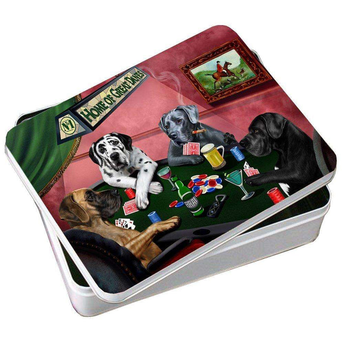 Home of Great Danes 4 Dogs Playing Poker Photo Tin