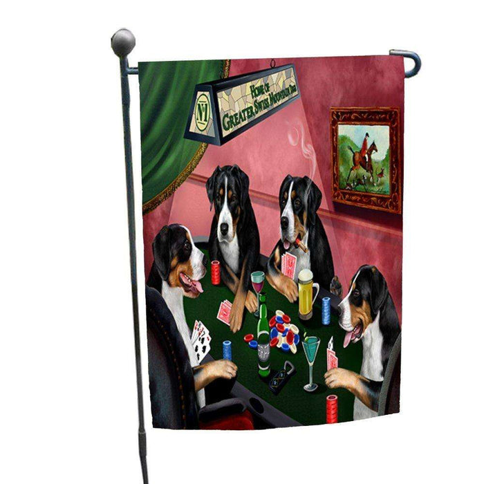 Home of Greater Swiss Mountain 4 Dogs Playing Poker Garden Flag
