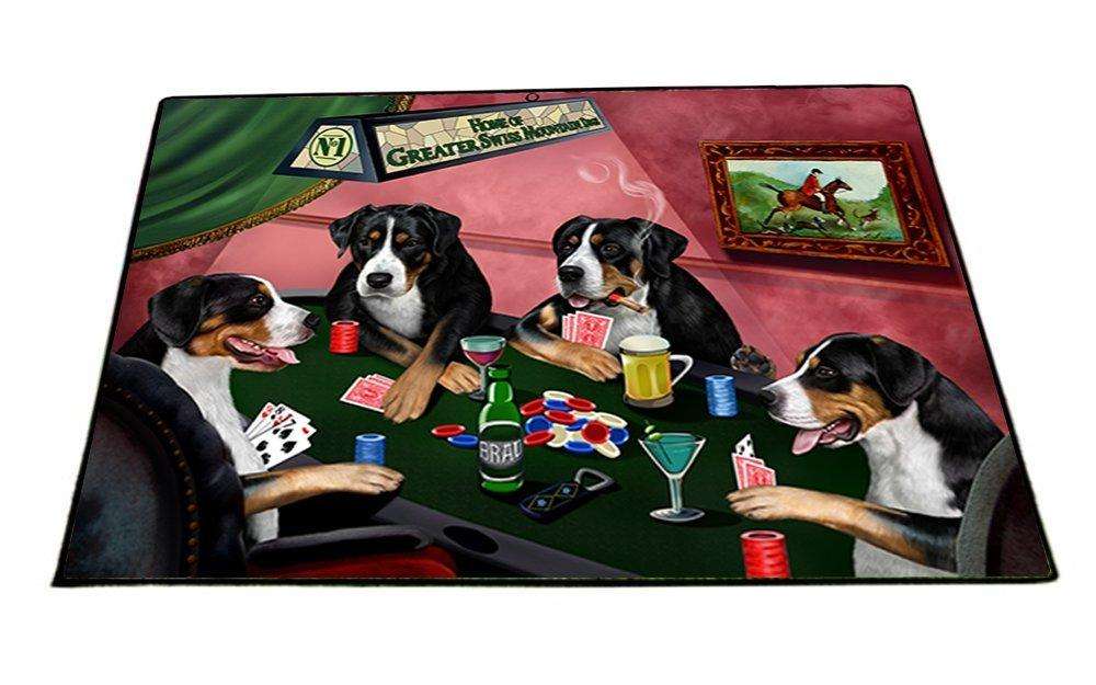 Home of Greater Swiss Mountain 4 Dogs Playing Poker Indoor/Outdoor Floormat