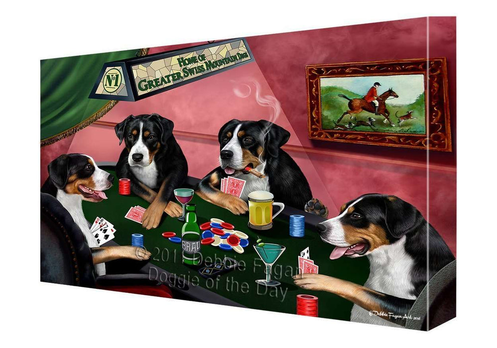 Home of Greater Swiss Mountain Dog Dogs Playing Poker Canvas Gallery Wrap 1.5" Inch