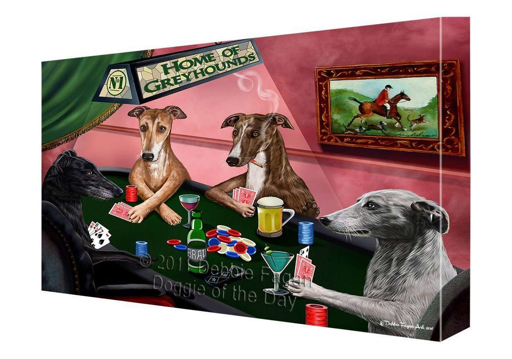 Home of Greyhound Dogs Playing Poker Canvas Gallery Wrap 1.5" Inch