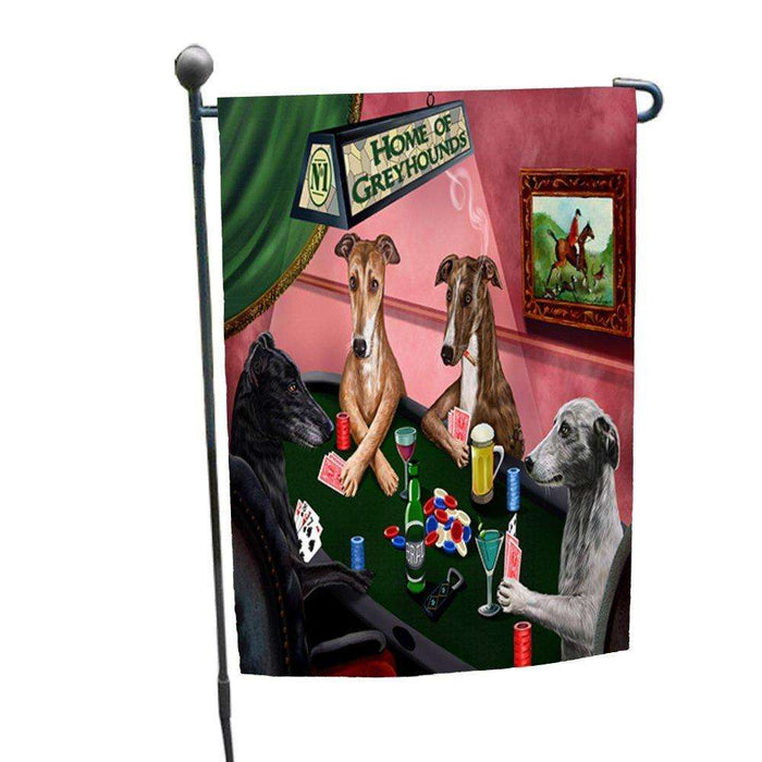 Home of Greyhounds 4 Dogs Playing Poker Garden Flag