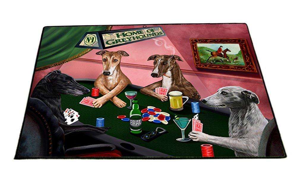 Home of Greyhounds 4 Dogs Playing Poker Indoor/Outdoor Floormat