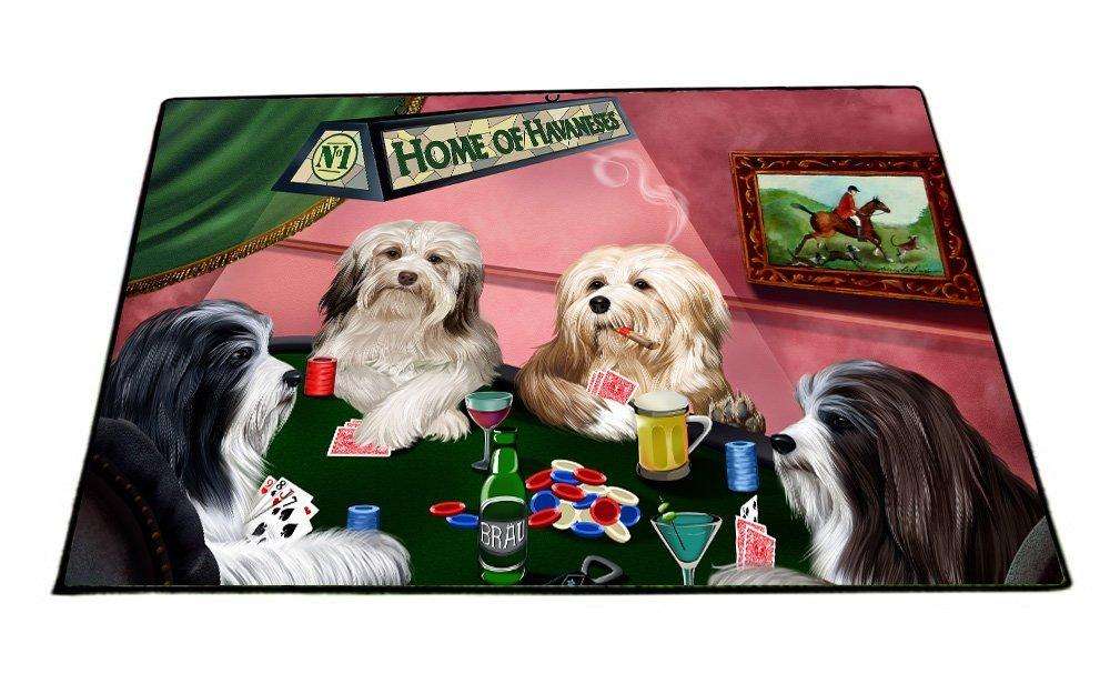 Home of Havanese 4 Dogs Playing Poker Floormat 18" x 24"