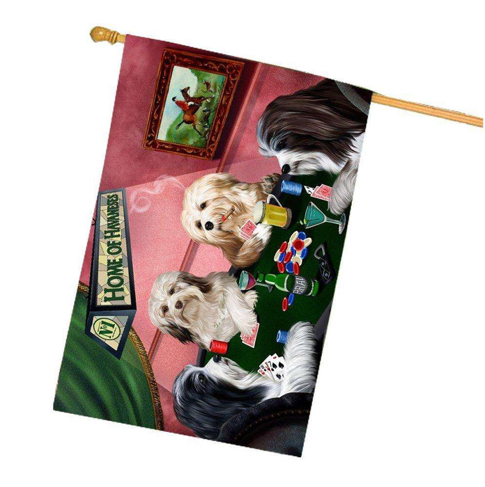 Home of Havanese 4 Dogs Playing Poker House Flag
