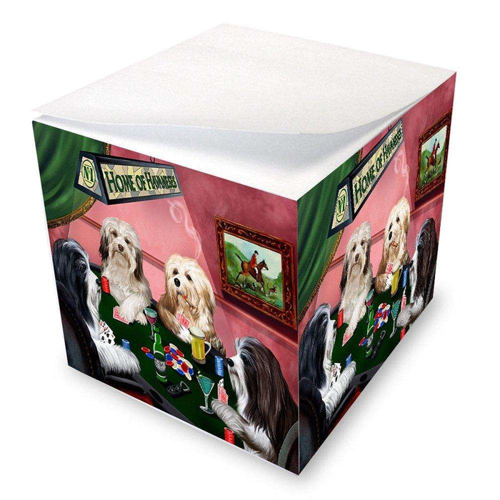 Home of Havanese 4 Dogs Playing Poker Note Cube