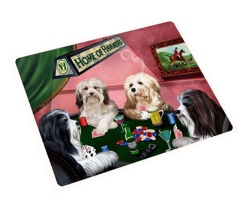 Home of Havanese 4 Dogs Playing Poker Tempered Cutting Board