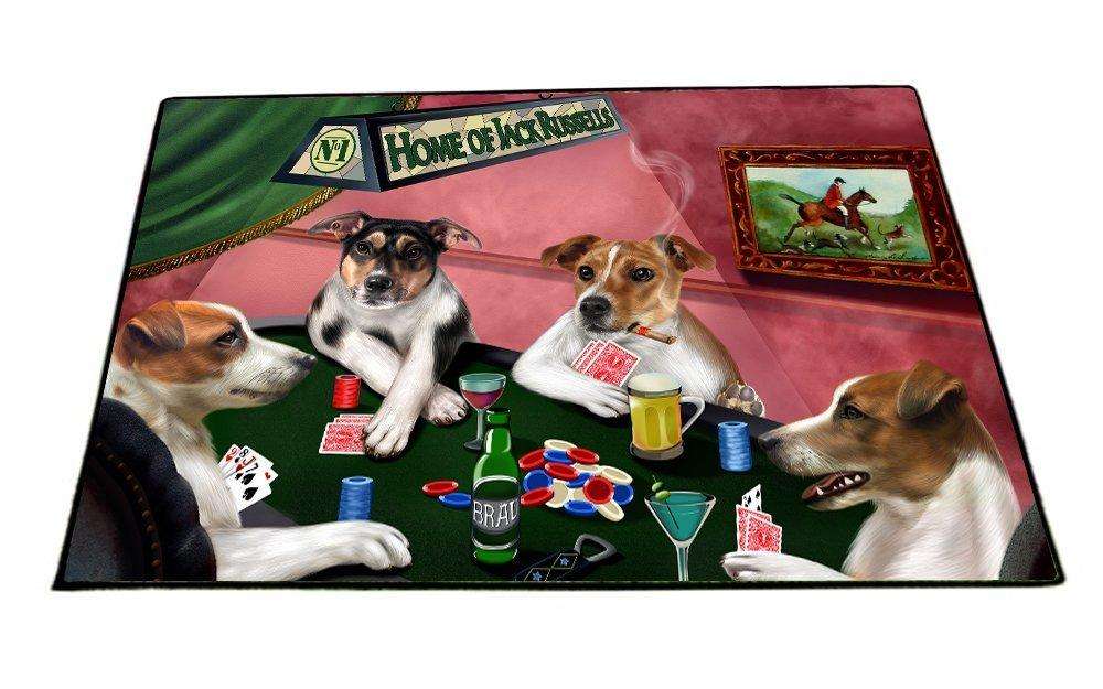 Home of Jack Russell 4 Dogs Playing Poker Floormat 18" x 24"
