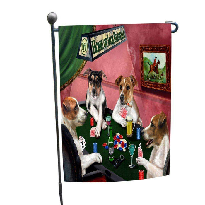 Home of Jack Russell 4 Dogs Playing Poker Garden Flag