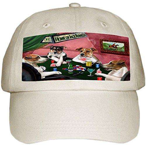 Home of Jack Russell 4 Dogs Playing Poker Hat Off White