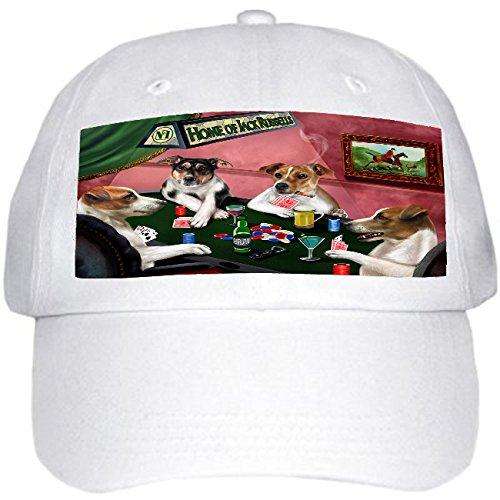 Home of Jack Russell 4 Dogs Playing Poker Hat White