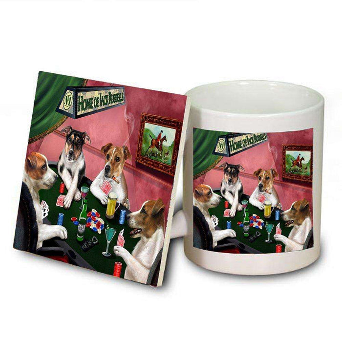 Home of Jack Russell 4 Dogs Playing Poker Mug and Coaster Set