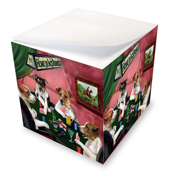 Home of Jack Russell 4 Dogs Playing Poker Note Cube