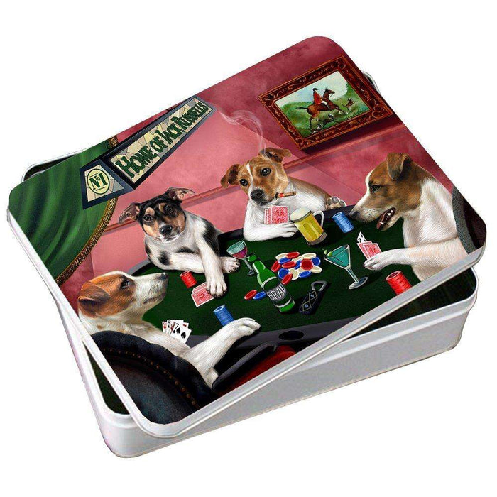 Home of Jack Russell 4 Dogs Playing Poker Photo Tin