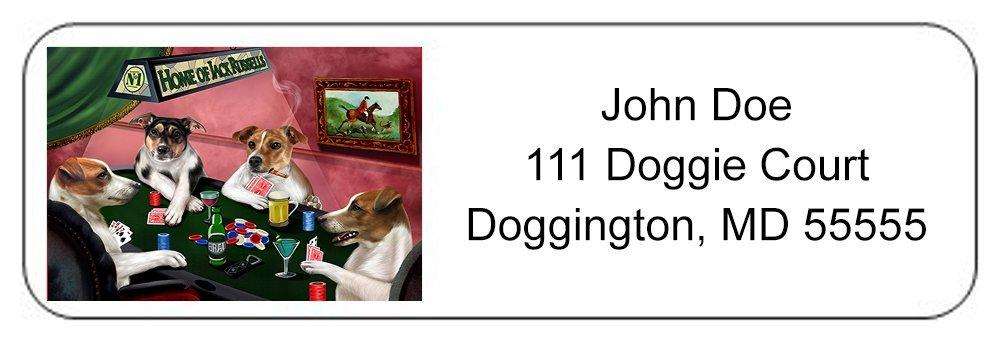 Home of Jack Russell 4 Dogs Playing Poker Return Address Label