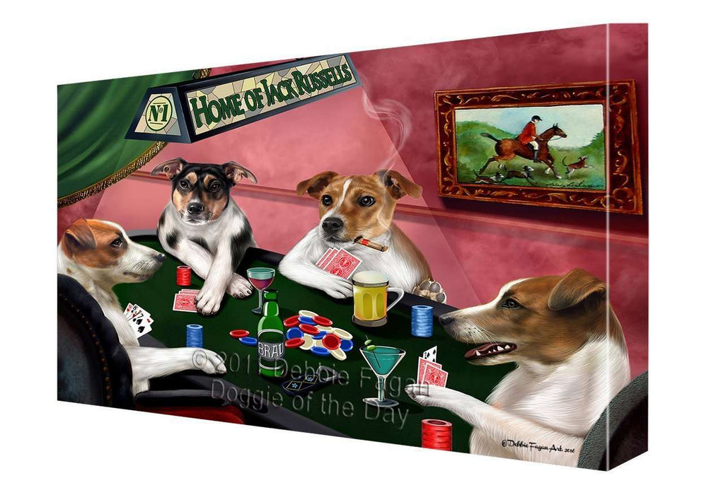 Home of Jack Russell Dogs Playing Poker Canvas Gallery Wrap 1.5" Inch