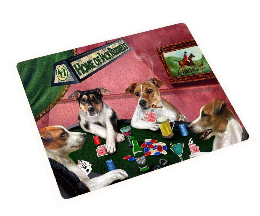 Home of Jack Russell Tempered Cutting Board 4 Dogs Playing Poker