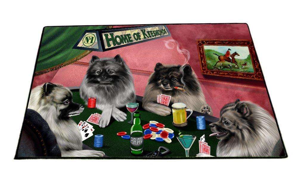 Home of Keeshond 4 Dogs Playing Poker Floormat 18" x 24"