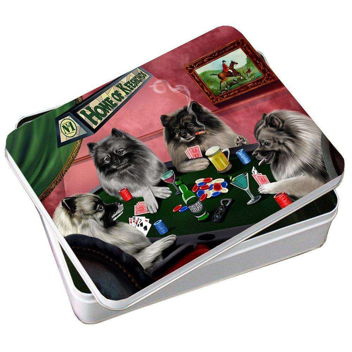Home of Keeshond 4 Dogs Playing Poker Photo Tin
