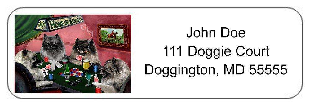Home of Keeshond 4 Dogs Playing Poker Return Address Label
