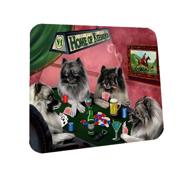 Home of Keeshond Coasters 4 Dogs Playing Poker (Set of 4)