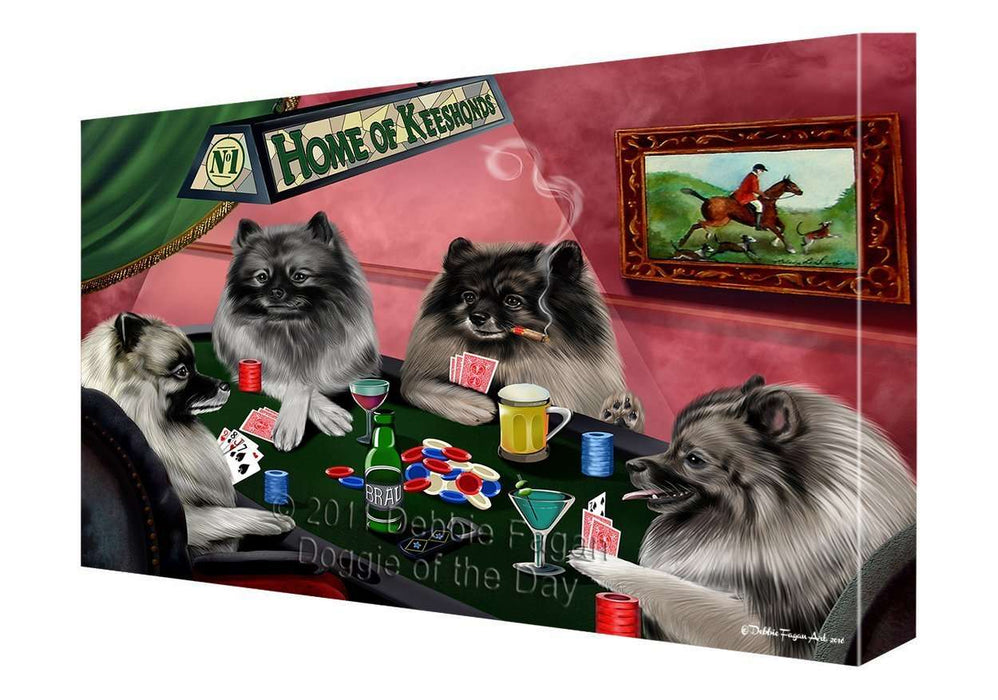 Home of Keeshond Dogs Playing Poker Canvas Gallery Wrap 1.5" Inch