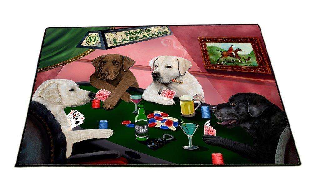 Home of Labrador 4 Dogs Playing Poker Floormat 24" x 36"