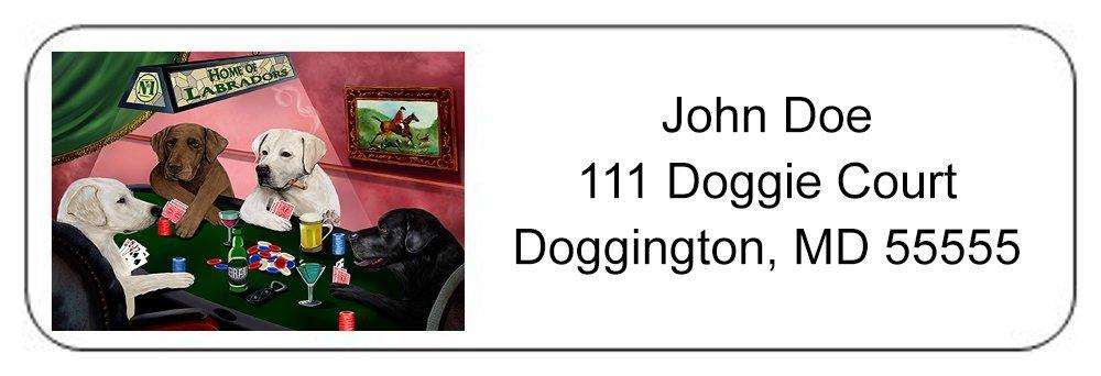 Home of Labrador 4 Dogs Playing Poker Return Address Label