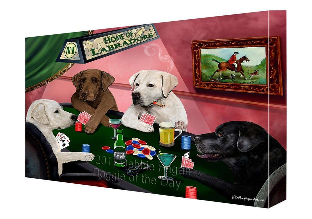 Home of Labrador Retriever Dogs Playing Poker Canvas Gallery Wrap 1.5" Inch