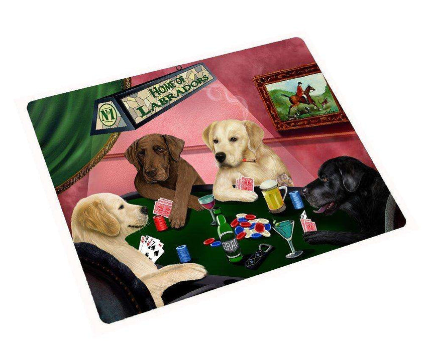 Home of Labrador Retrievers Large Tempered Cutting Board 4 Dogs Playing Poker