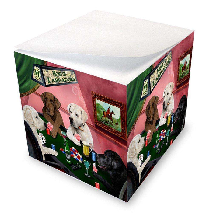Home of Labradors 4 Dogs Playing Poker Note Cube