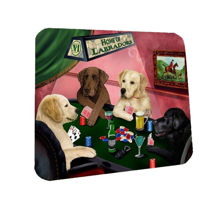 Home of Labradors Coasters 4 Dogs Playing Poker (Set of 4)