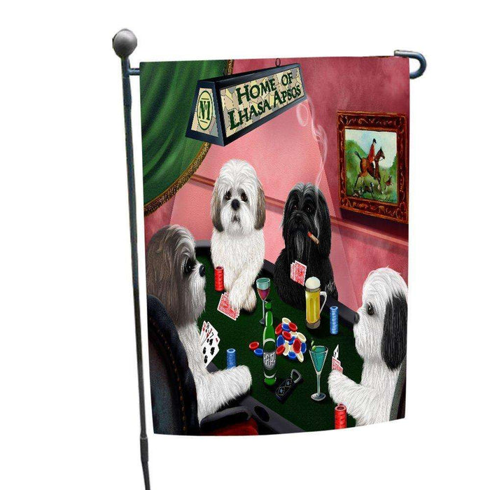 Home of Lhasa Apso 4 Dogs Playing Poker Garden Flag