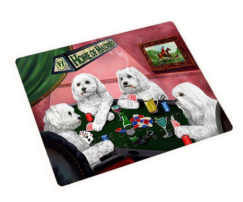 Home of Maltese 4 Dogs Playing Poker Tempered Cutting Board