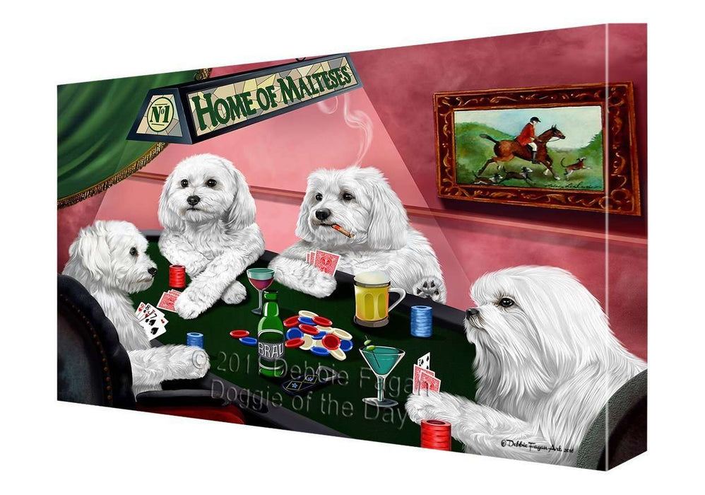 Home of Maltese Dogs Playing Poker Canvas Gallery Wrap 1.5" Inch
