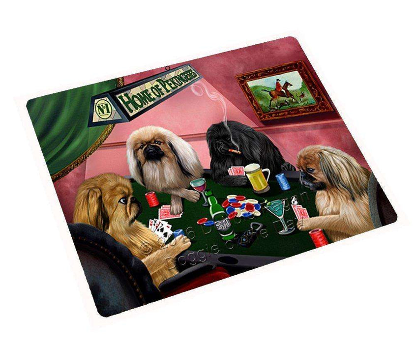 Home of Pekingese 4 Dogs Playing Poker Tempered Cutting Board