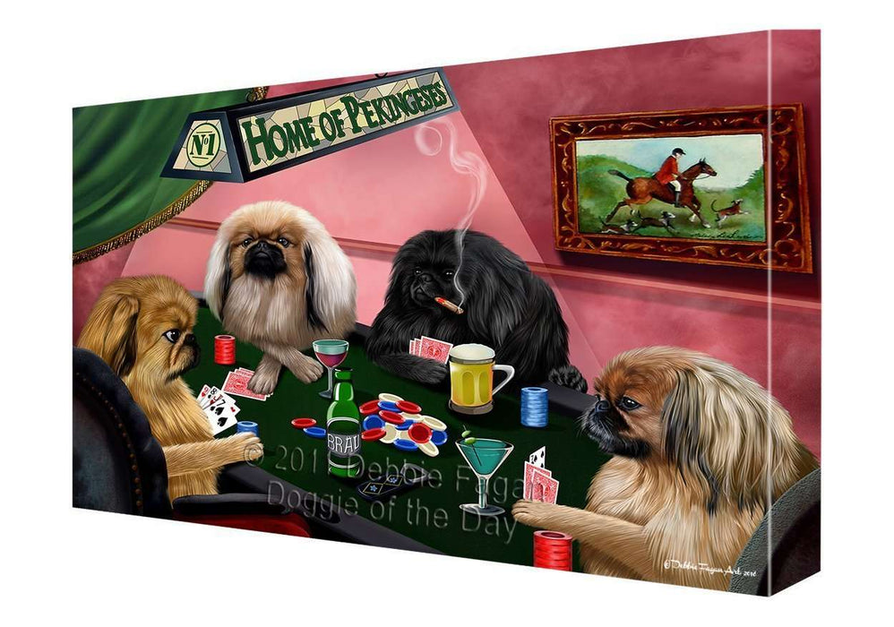 Home of Pekingese Dogs Playing Poker Canvas Gallery Wrap 1.5" Inch