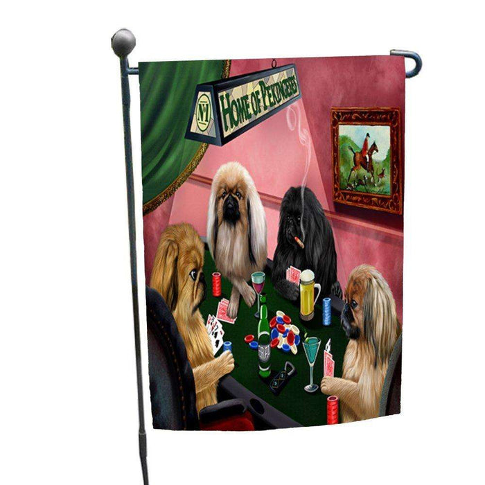 Home of Pekingeses 4 Dogs Playing Poker Garden Flag