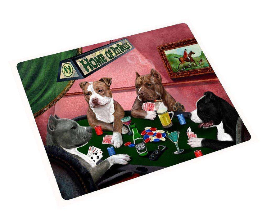 Home of Pit Bill 4 Dogs Playing Poker Large Tempered Cutting Board 15.74" x 11.8" x 5/32"