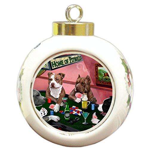 Home of Pit Bull Christmas Holiday Ornament 4 Dogs Playing Poker