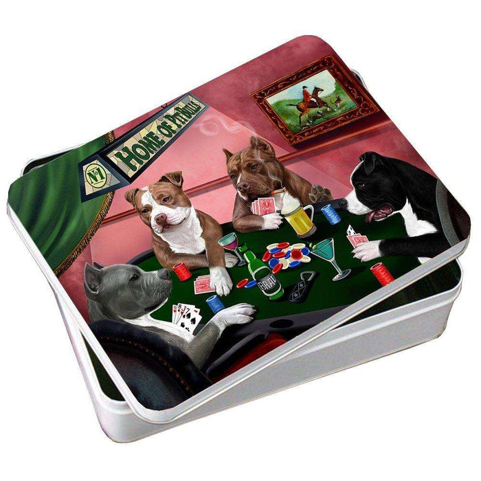 Home of Pit Bull 4 Dogs Playing Poker Photo Tin