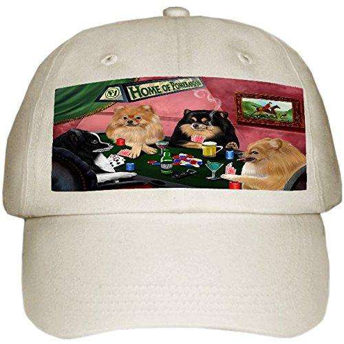 Home of Pomeranian 4 Dogs Playing Poker Hat Off White