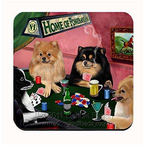 Home of Pomeranian Coasters 4 Dogs Playing Poker (Set of 4)