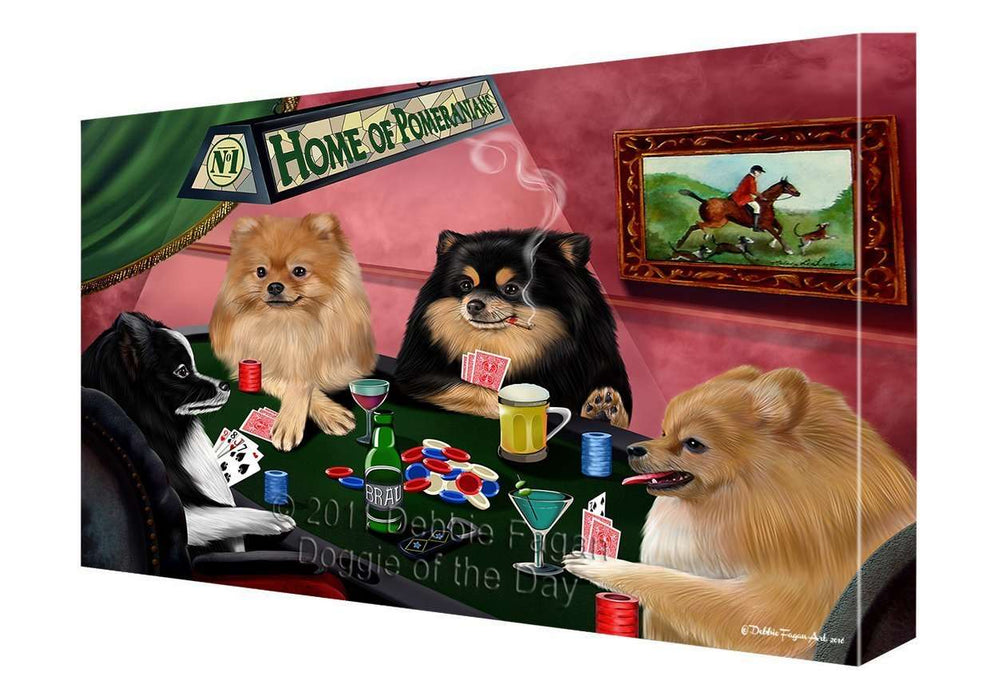 Home of Pomeranian Dogs Playing Poker Canvas Gallery Wrap 1.5" Inch