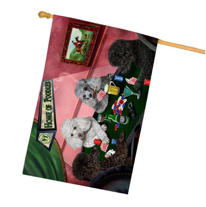 Home of Poodle 4 Dogs Playing Poker House Flag