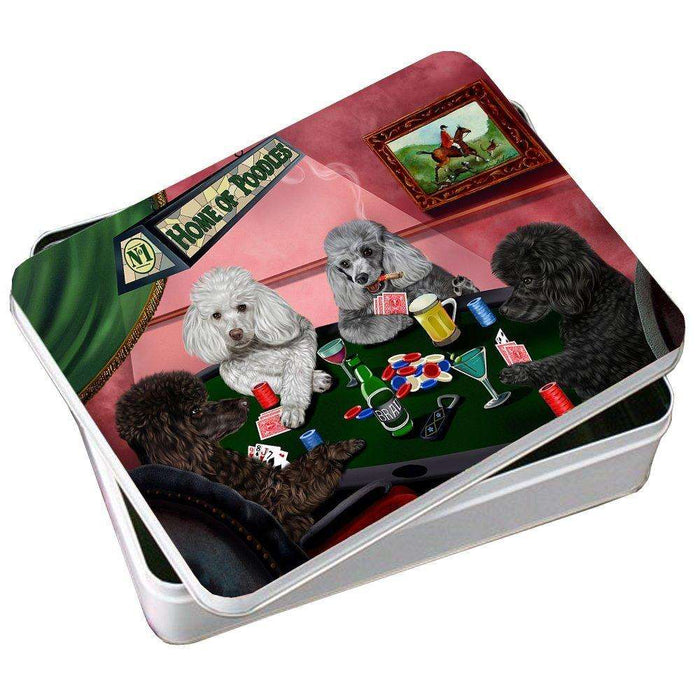 Home of Poodle 4 Dogs Playing Poker Photo Tin