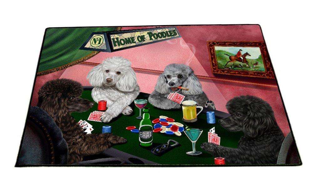 Home of Poodles 4 Dogs Playing Poker Floormat 18" x 24"